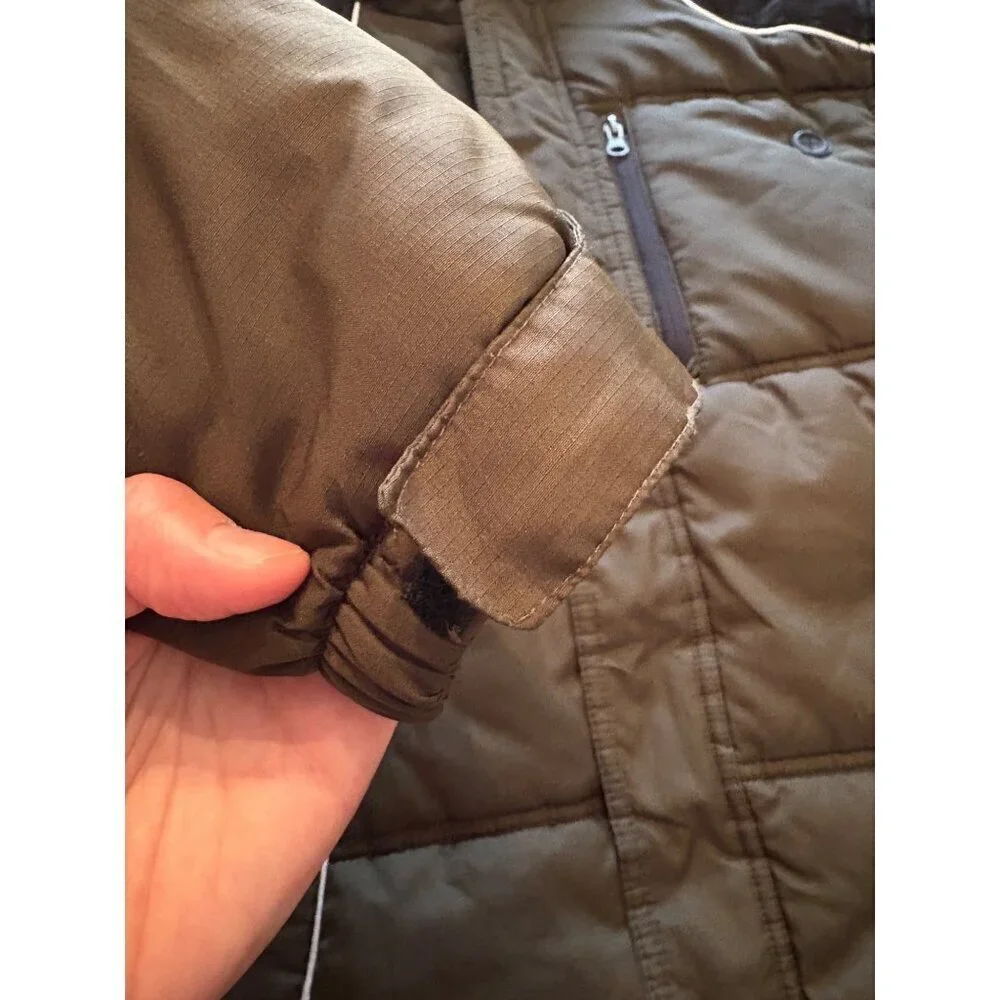 Protection System Boys Winter Jacket Size 14/16 Olive Green Black Hooded Puffer